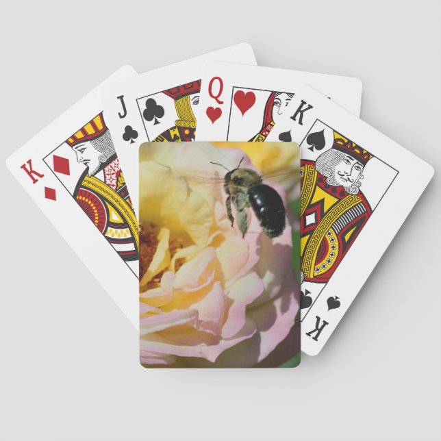 Jeu De Cartes Bumble Bee Sur Rose Rose Nature (dos)