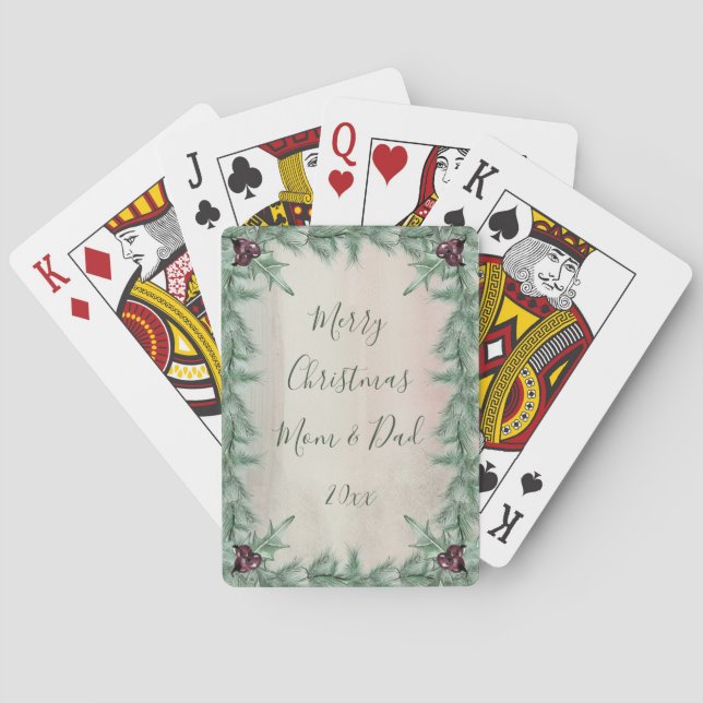 Jeu De Cartes Burgundy Berry Holly Pine Noël (dos)