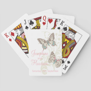 Jeu De Cartes Butterflies wedding name & date playing cards