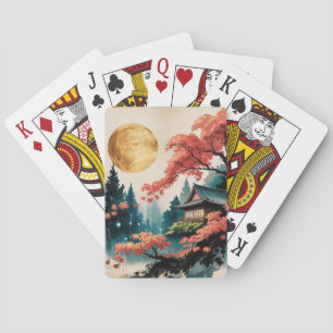 Jeu De Cartes Cabane au Clair de Lune Forêt Japonaise Art (4)