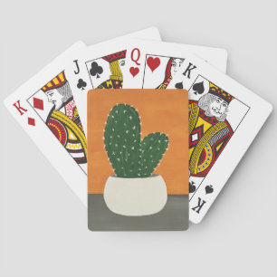 Jeu De Cartes Cactus pointillés en acrylique orange et gris