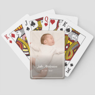 Jeu De Cartes Cadeau de naissance Photo Nom Date Blanc