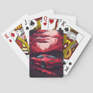 Jeu De Cartes Cadeau de voiture Supra japonais rouge pour lui Ma