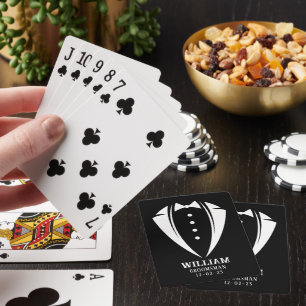 Jeu De Cartes Cadeau moderne noir et blanc Tuxedo Groomsman