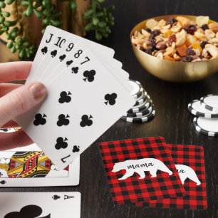 Jeu De Cartes Cadeau moderne Rouge Plaid Et Blanc Mama Ours