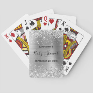 Jeu De Cartes Cadeau pailleté argent pour Baby Shower