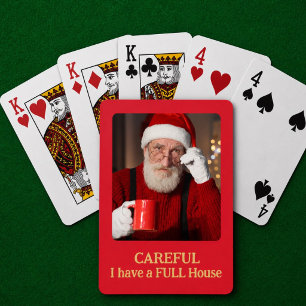 Jeu De Cartes Cadeau photo de Papa Noël amusant Full House