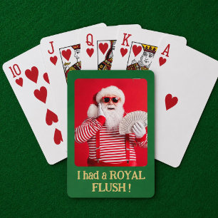 Jeu De Cartes Cadeau photo de Santa Royal Flush drôle