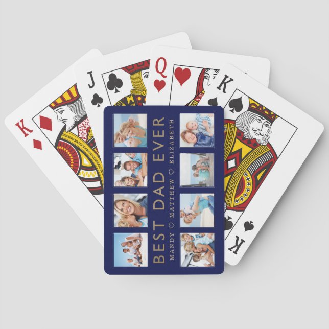 Jeu De Cartes Cadeau pour papa | Collage photo de la famille Bes (dos)