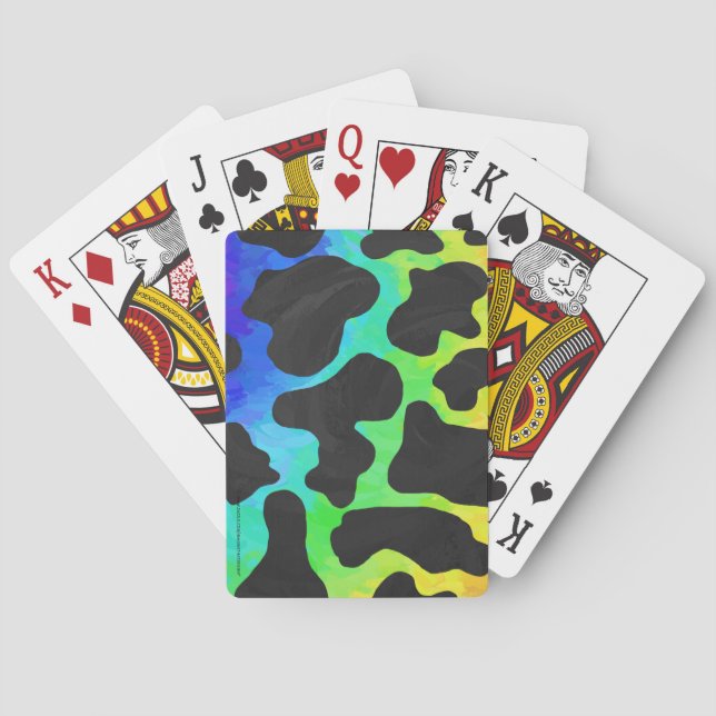 Jeu De Cartes Cadeaux noir et arc-en-ciel de vache (dos)