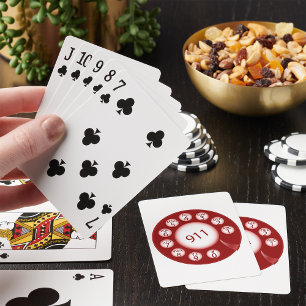 Jeu De Cartes Cadran de téléphone rotatif rouge numéro d'urgence