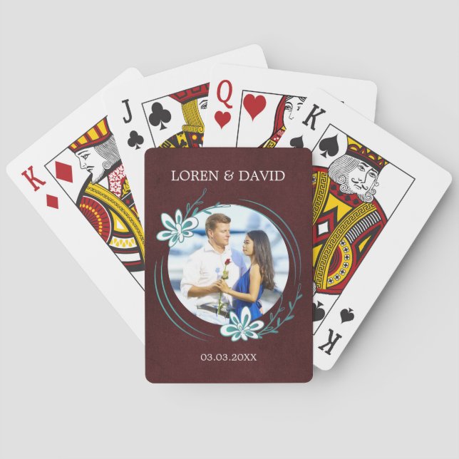 Jeu De Cartes Cadre bleu photo personnalisé (dos)