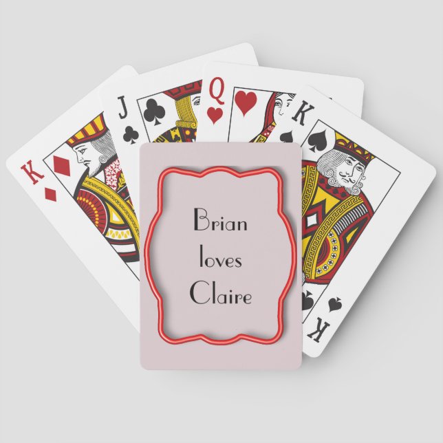 Jeu De Cartes Cadre rouge néon avec des noms (dos)
