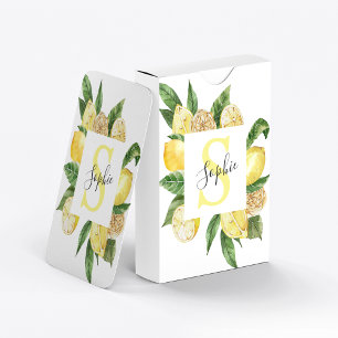 Jeu De Cartes Cadres et Feuilles de citrons jaunes modernes avec