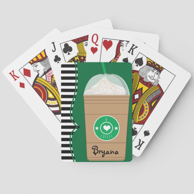 Jeu De Cartes Café glacé Frappuccino Cartes de jeu personnalisée (dos)