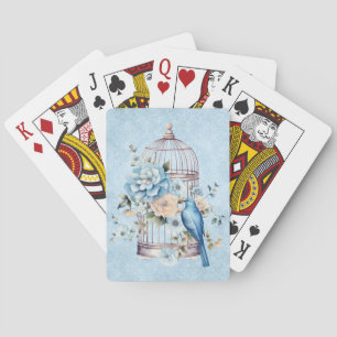 Jeu De Cartes Cage à oiseaux florale à l'aquarelle vintage roman