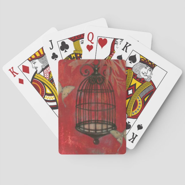Jeu De Cartes Cage d'oiseaux décorative avec papillons (dos)