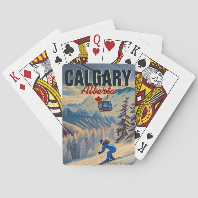 Jeu De Cartes Calgary Alberta Canada Souvenirs de ski 1950 (dos)