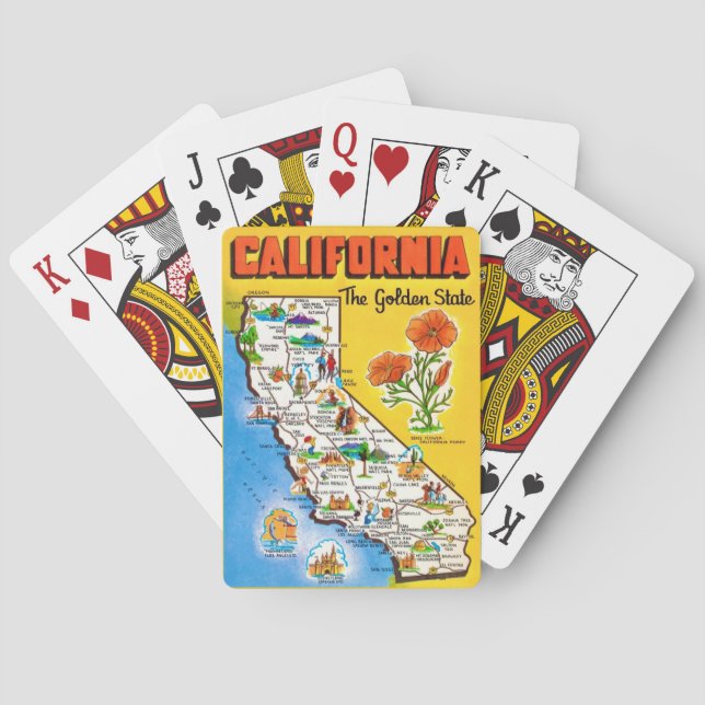 Jeu De Cartes California Golden State Map Playing Cards (dos)