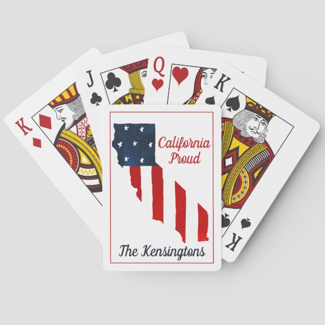 Jeu De Cartes Californie Fier USA American Flag Aquarelle (dos)