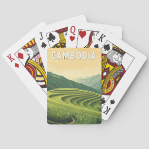 Jeu De Cartes Cambodge Illustration Voyage Art Vintage