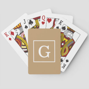 Jeu De Cartes Camel Brown blanc encadré Monogramme initial