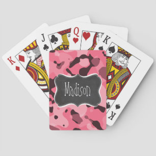 Jeu De Cartes Camo rose-rose; Camouflage; Tableau noir rétro