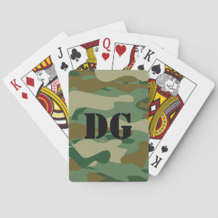 Jeu De Cartes Camouflag color playing cards with custom monogram