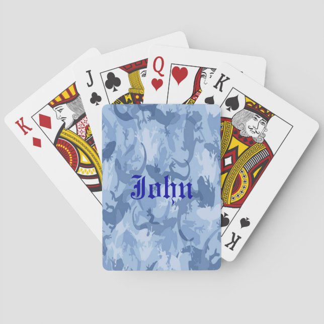 Jeu De Cartes Camouflage en reptile bleu personnalisé Jouer aux  (dos)