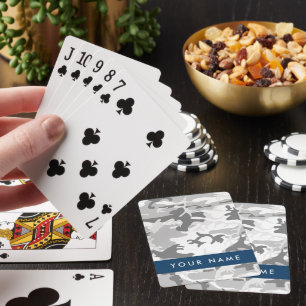 Jeu De Cartes Camouflage gris neige d'hiver Votre nom Personnali