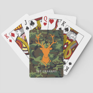 Jeu De Cartes Camouflage Orange Deer Buck Chasse   Monogramme