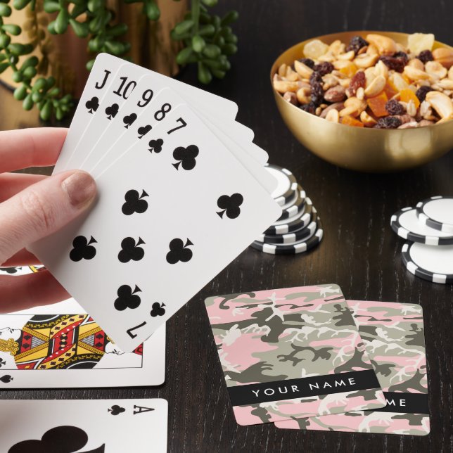 Jeu De Cartes Camouflage rose et vert Votre nom Personnalisez (In Situ)
