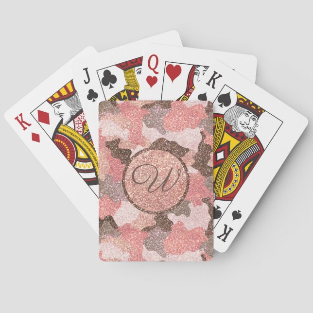 Jeu De Cartes Camouflage Rose Gold Camo Parties scintillant Glam (dos)