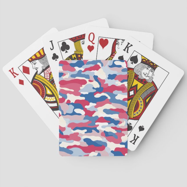 Jeu De Cartes Camouflage rouge blanc et bleu (dos)