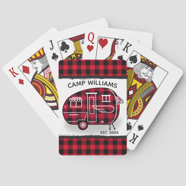 Jeu De Cartes Camper Rustic Red Buffalo Plaid Monogram (dos)