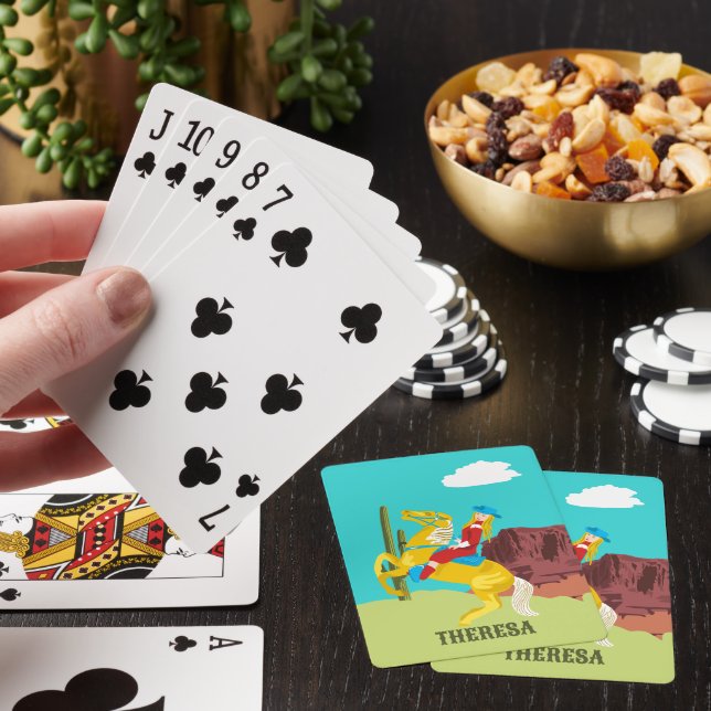 Jeu De Cartes Campy Western Cowgirl on Horse Personnalisé (In Situ)