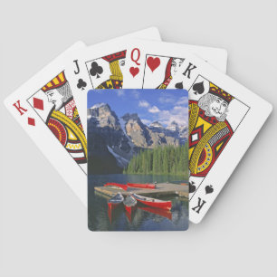 Jeu De Cartes Canada, Alberta, Moraine Lake. Des pirogues rouges