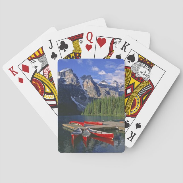 Jeu De Cartes Canada, Alberta, Moraine Lake. Des pirogues rouges (dos)