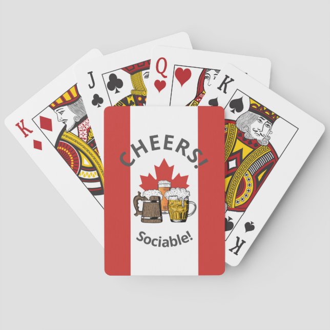 Jeu De Cartes CANADA DRAPEAU Dessin 3 bières Salutations sociabl (dos)