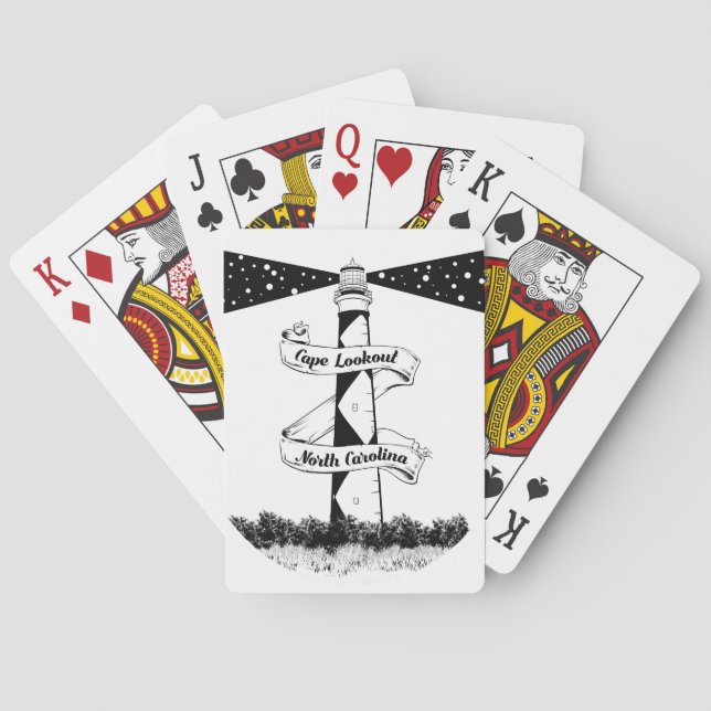 Jeu De Cartes Cape Lookout Lighthouse noir et blanc (dos)