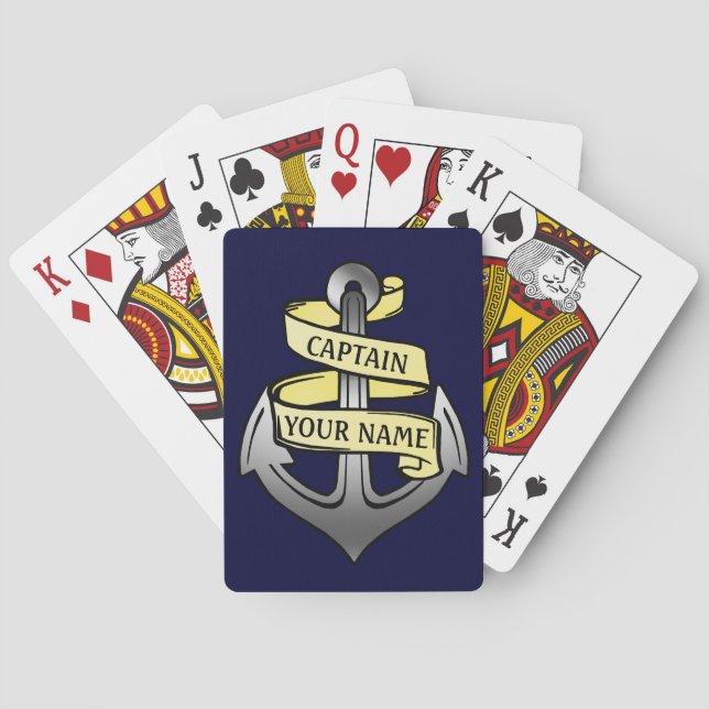 Jeu De Cartes Capitaine de bateau personnalisable votre Ancre (dos)