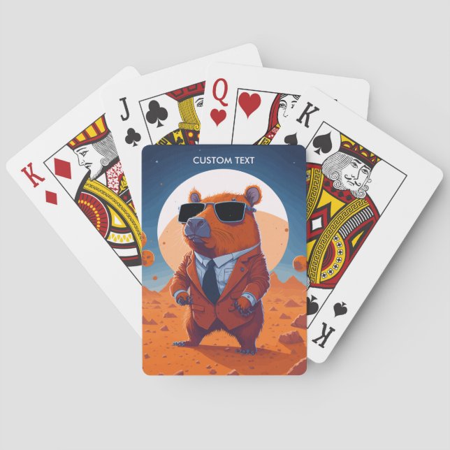 Jeu De Cartes Capybara Drôle Personnalisée Avec Costume Sur Mars (dos)