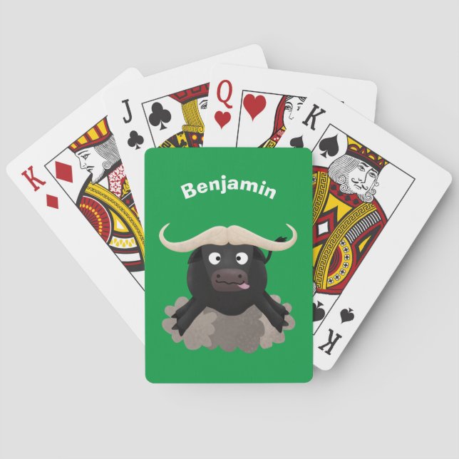 Jeu De Cartes Caricature amusante de buffle d'eau courante (dos)