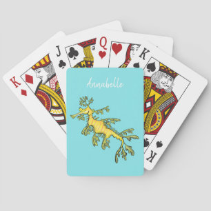Jeu De Cartes Caricature amusante de dragon de mer feuillu