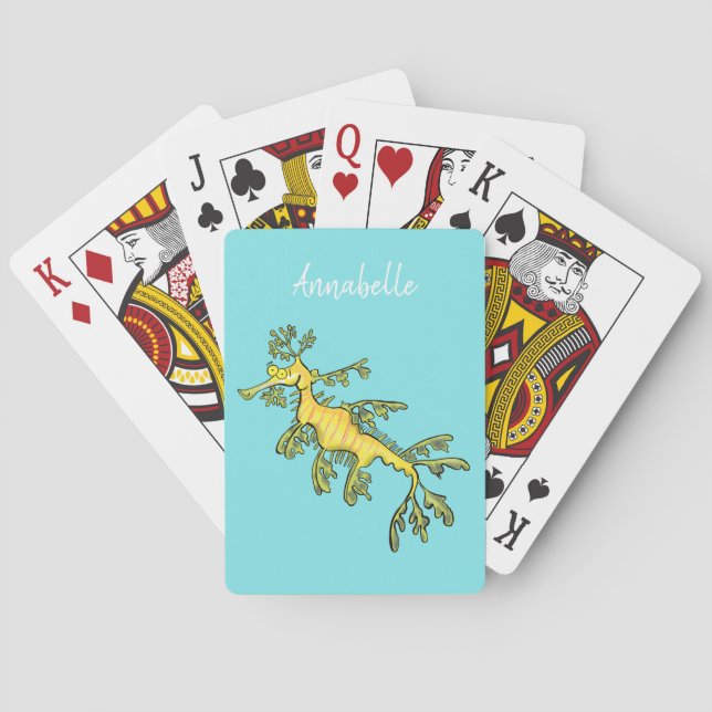 Jeu De Cartes Caricature amusante de dragon de mer feuillu (dos)