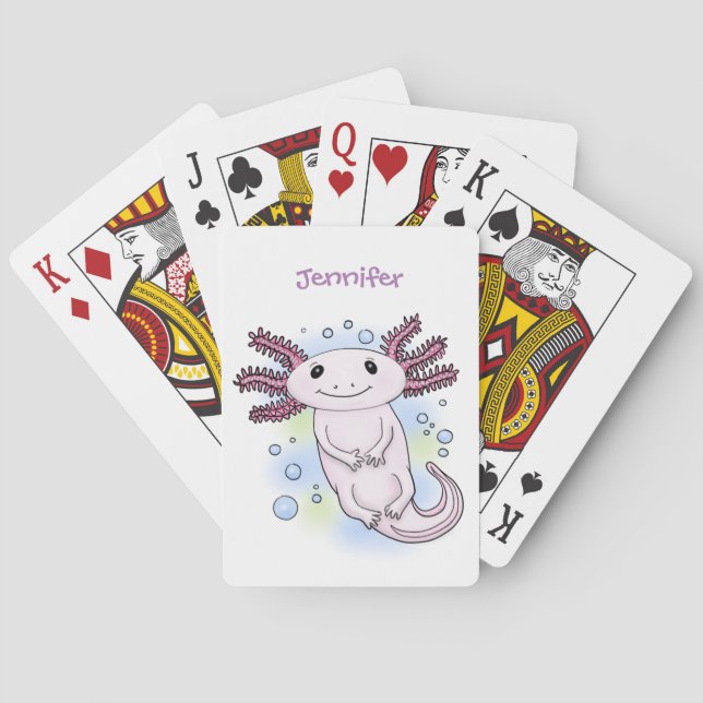 Jeu De Cartes Caricature axolotl rose adorable (dos)