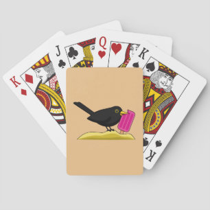 Jeu De Cartes Caricature Blackbird Manger Une Crème De Glace