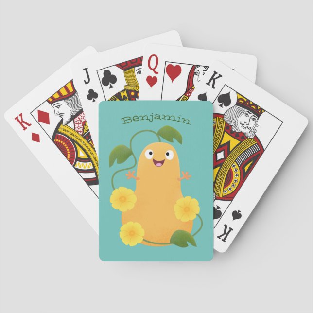Jeu De Cartes Caricature citrouille gourde en beuret joyeux (dos)