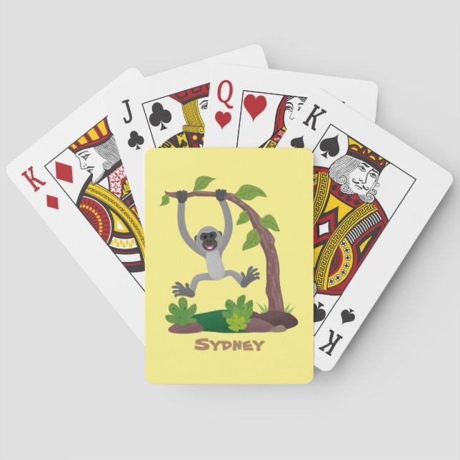 Jeu De Cartes Caricature de bande de gibbon joyeux (dos)