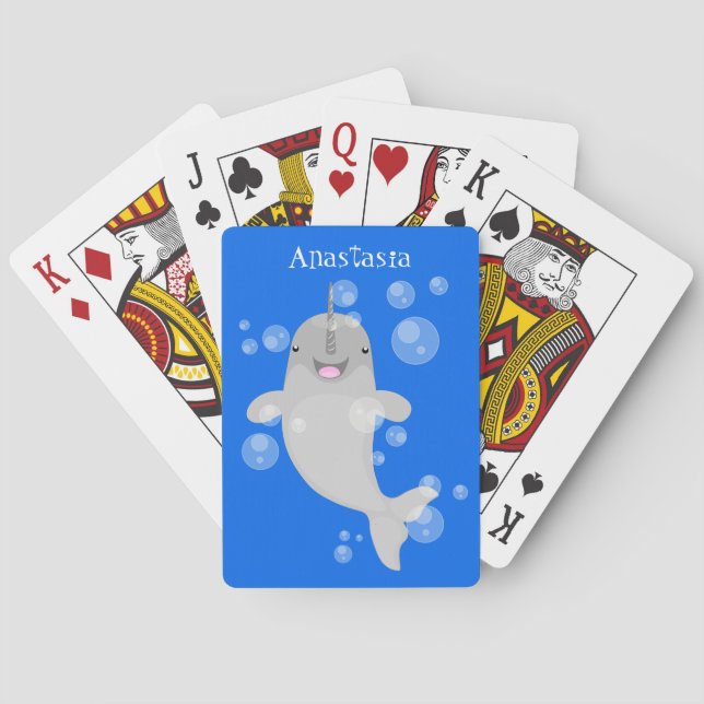 Jeu De Cartes Caricature de bulles de narval joyeux (dos)